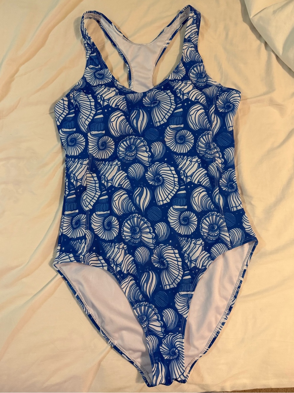 Nicole Miller Blue Shell-Print One-Piece Swimsuit Size Medium